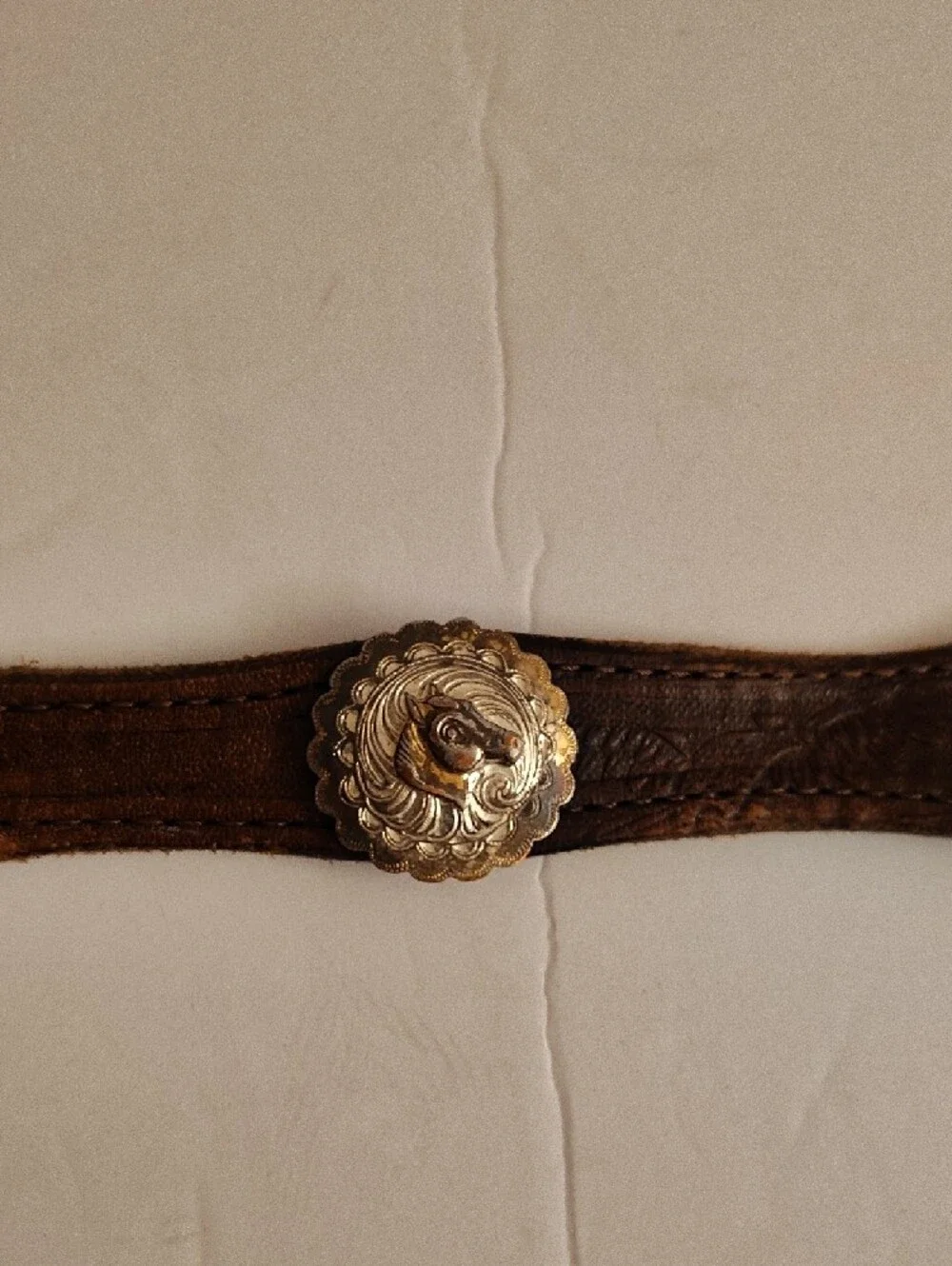 Vintage Brown Horses Leather Kids Belt with Silver Buckle BPD